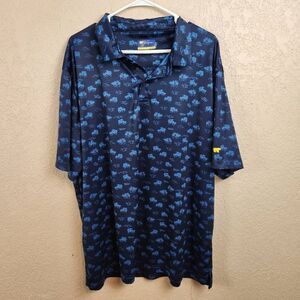 Jack Nicklaus Blue on Blue Palm Tee Print Golf Pool Shirt XXL (4644)